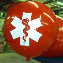 red advertising balloons with custom logo